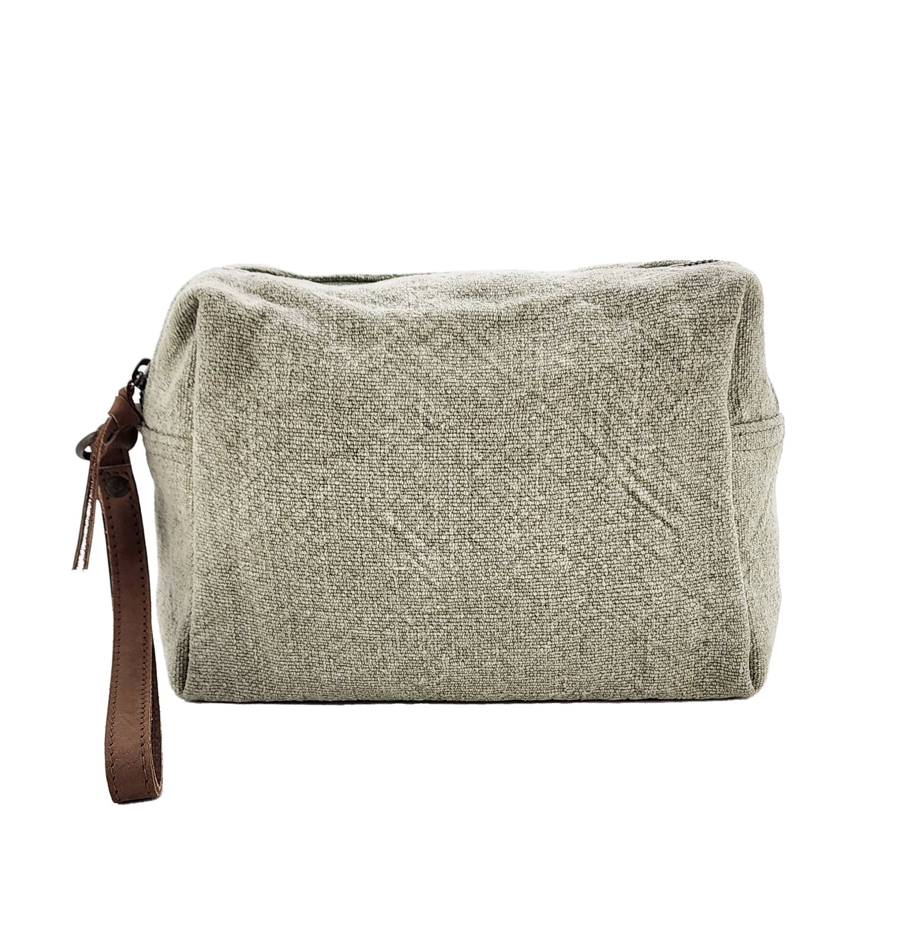 Ash Grey/Green Canvas Shaving/Cosmetic Bag