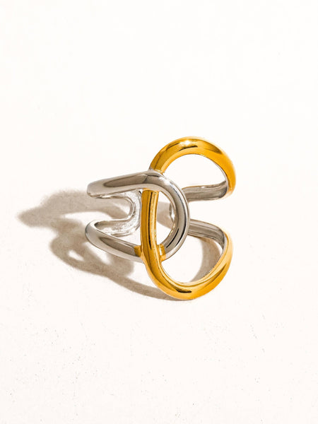 Abstract Two Tone Ring - gold, silver, non-tarnish