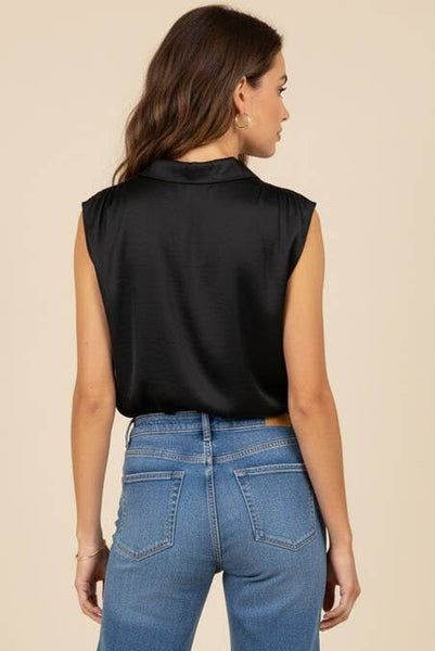 Neck Band Collar Top - Black