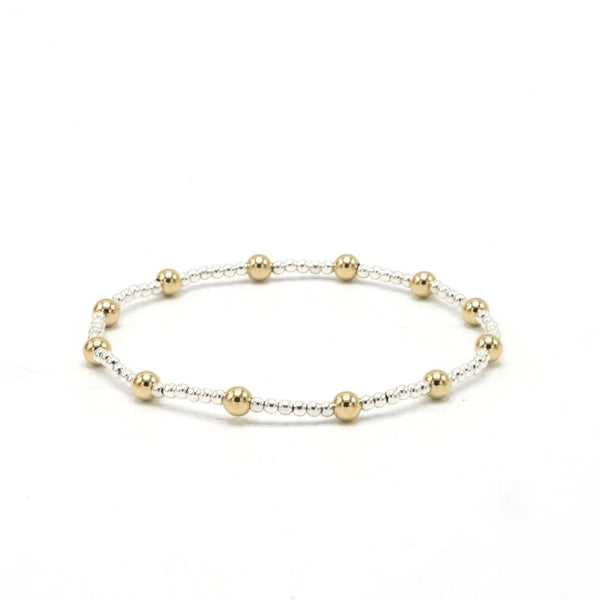 Malibu Mix Collection 14K Gold Filled and Silver Beaded Bracelets: 7"