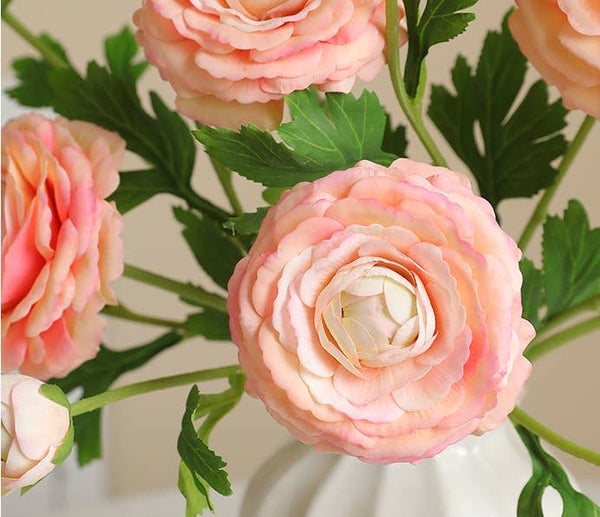 18"-Ultra Realistic Artificial Real Touch Ranunculus: Begonia Pink