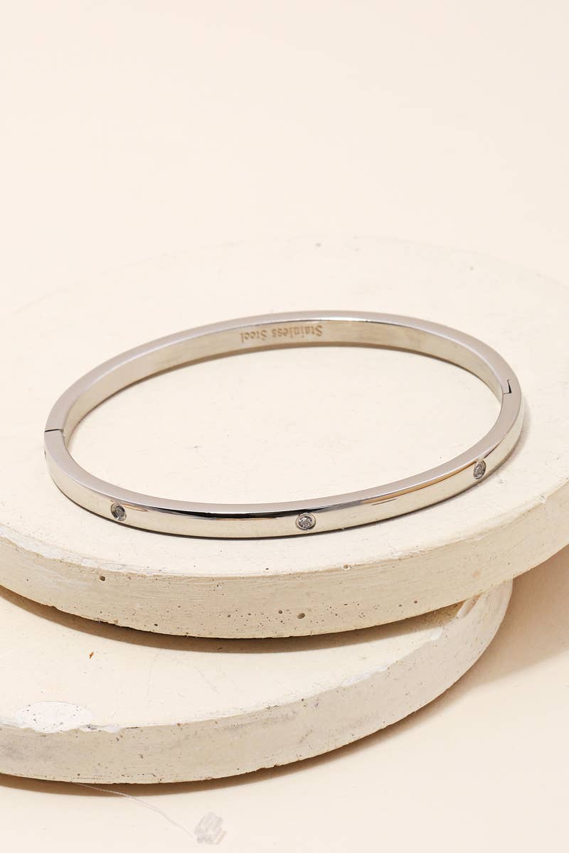 Studded Bangle Bracelet - Silver