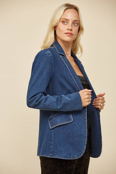 Structured Lined Denim Blazer