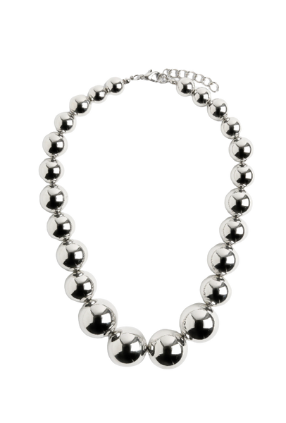 Statement Bead Necklace - Waterproof Silver
