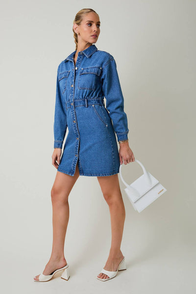 Long Sleeve Rivet Detail Mini Dress