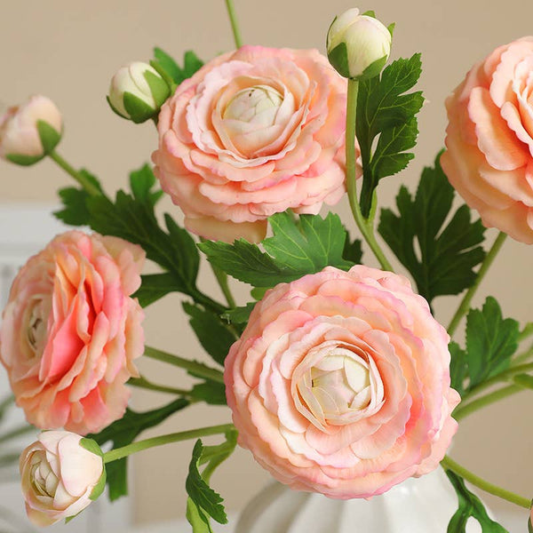 18"-Ultra Realistic Artificial Real Touch Ranunculus: Begonia Pink