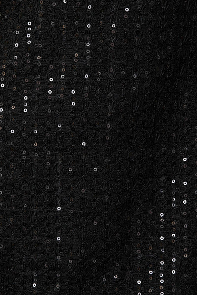 V-neck Sleeveless Sequin Mini Dress - Black