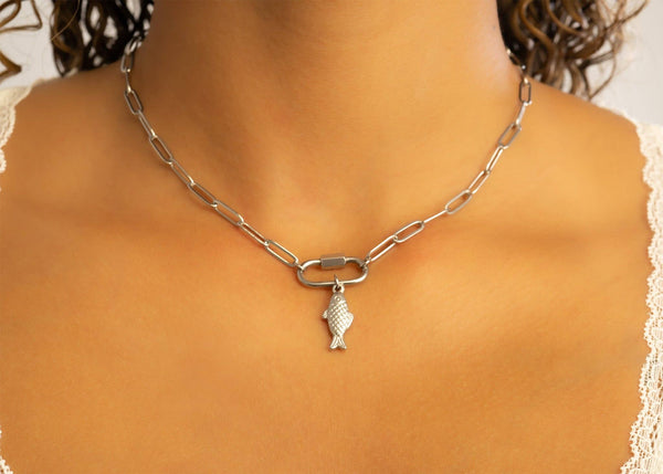 18K Gold PVD Stainless Steel Fish Charm: Gold