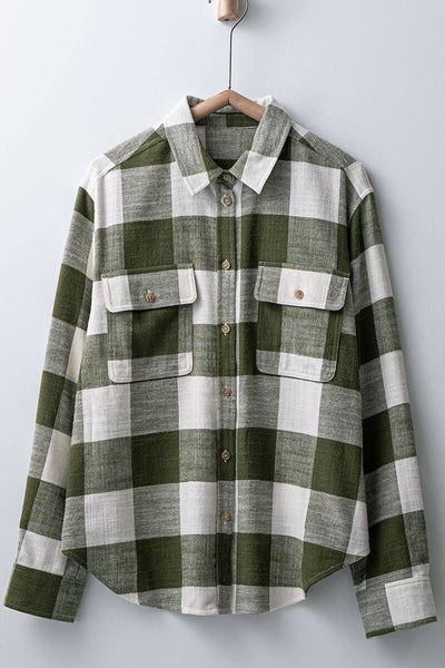 PLAID FLANNEL BUTTON DOWN SHIRT : BLACK / S-2/M-2/L-2