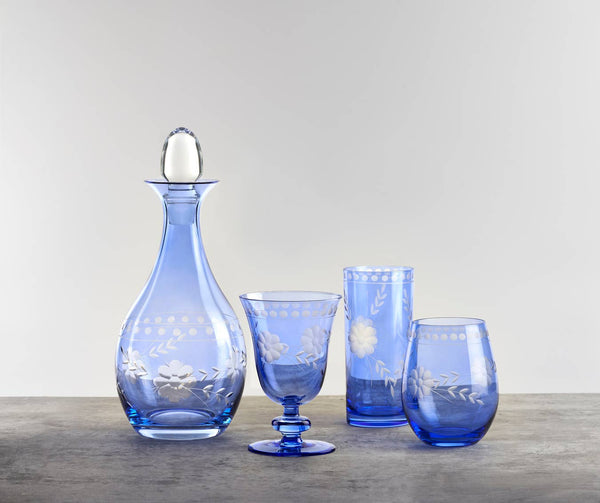 Belle Fleur Stemless Blue