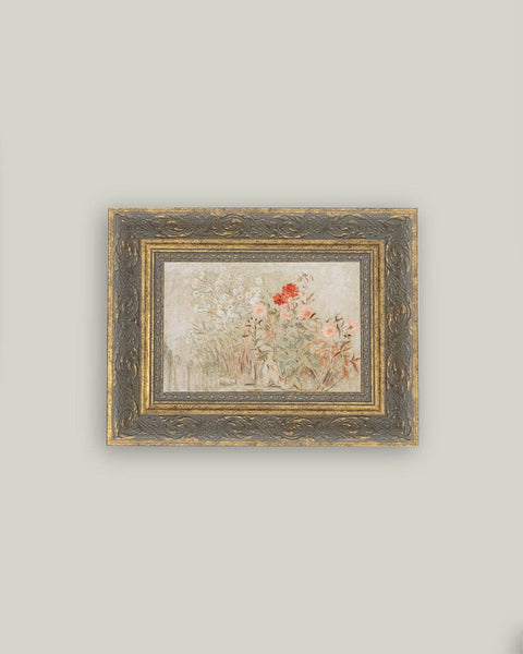 Small Garden Framed Antique Art: 10x8