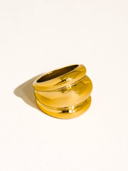 Daelen 18K Gold Non-Tarnish Dome Statement Ring: Multi-Colored