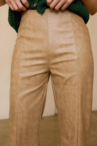 Faded Faux Leather Pants: Charcoal
