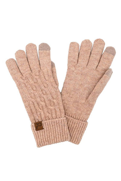 C.C Chain Link Cable Gloves: Taupe