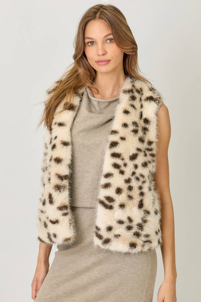 Leopard Fur Vest: Oatmeal