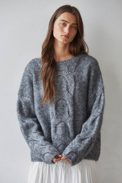 Sweater Knitted Polyester Acrylic Wool Pullover : Heather Grey