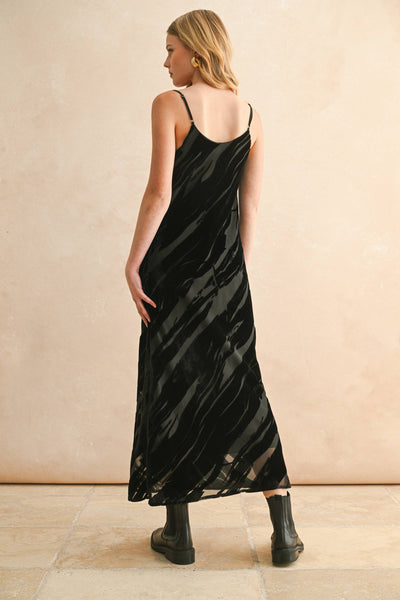 Suede Textured Fabric Long Dress: Brown