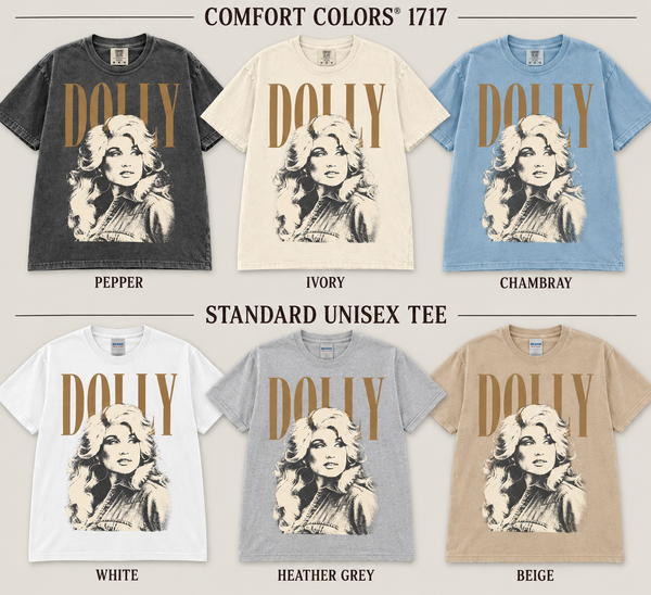 Dolly Parton Comfort Colors Shirt, Retro Country Music Tee: Pepper / Comfort Colors / L