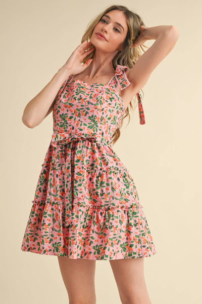 Tiered Mini Dress: Pink