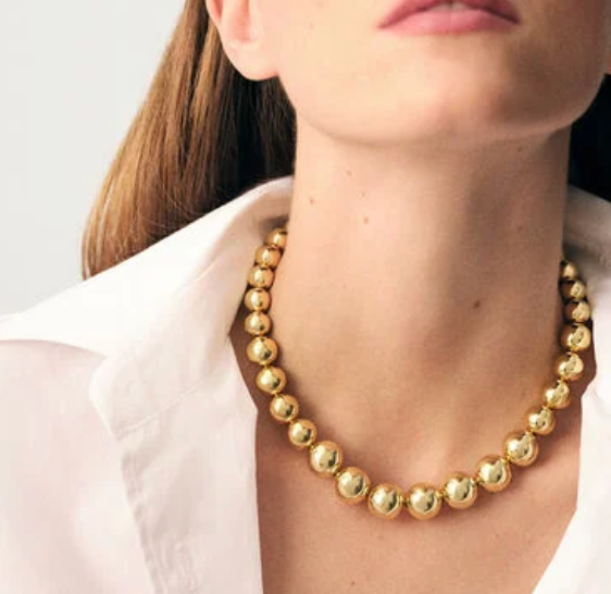 Elysium- Bead Choker Necklace- Steel 14K-Waterproof -: Gold