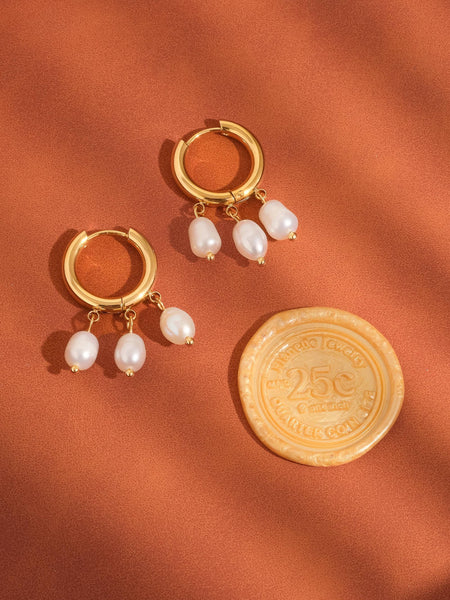 Three Petite Pearl Dangle Earring
