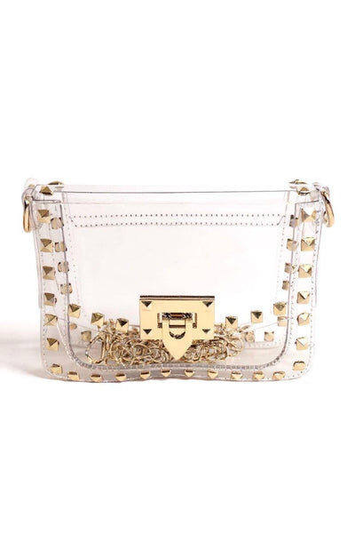 Clear Crossbody Stadium Bag with Rivets