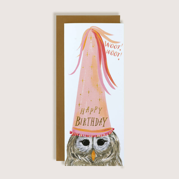 Owl Birthday Hat Happy Birthday Greeting Card