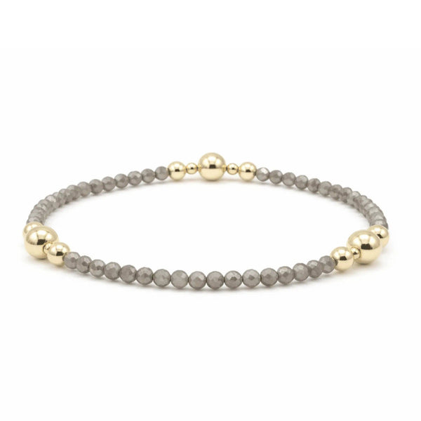 Nantucket Shimmer Gray Beaded Bracelet 14K Gold Filled: 7"
