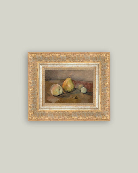 Pears and Apples Framed Antique Art: 9x7