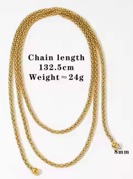 Lariat Rope Tassel Wrap Necklace - Gold