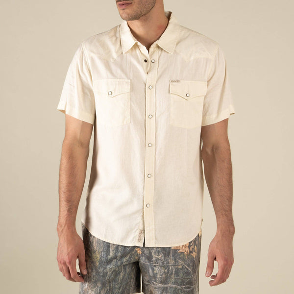 The Wyatt Pearl Snap Short Sleeve Solid Shirt: Antique White / XX-Large