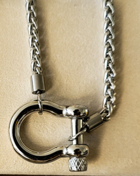Carabiner horse Bit- Charm-Wheat Chain  PVD : Two Tone