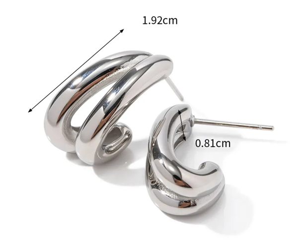 Flow- Double Hoop Earring- Steel Waterproof: Two Tone