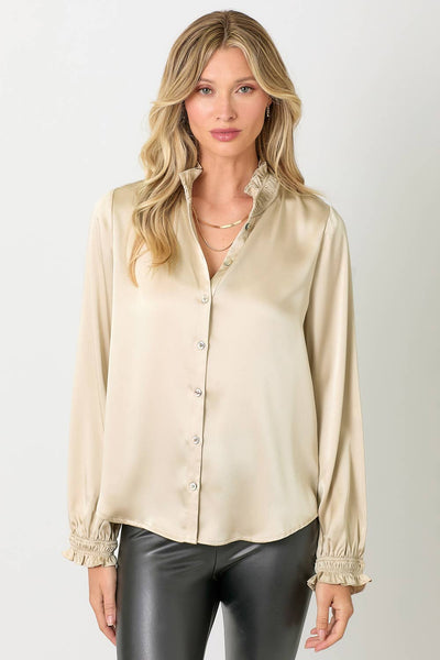 Ruffled Collar Blouse: Sand