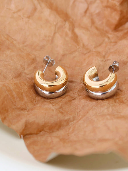 Emma Non-Tarnish Double C-Hoop Earring: Silver