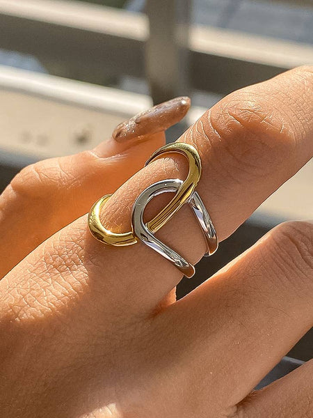 Abstract Two Tone Ring - gold, silver, non-tarnish