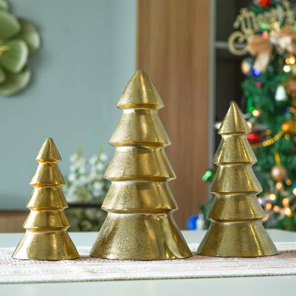Gold Metal Holiday Tree Set
