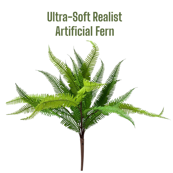 Realistic & Ultra-Soft Touch-21 Leaves-Artificial Fern Bush: Style C