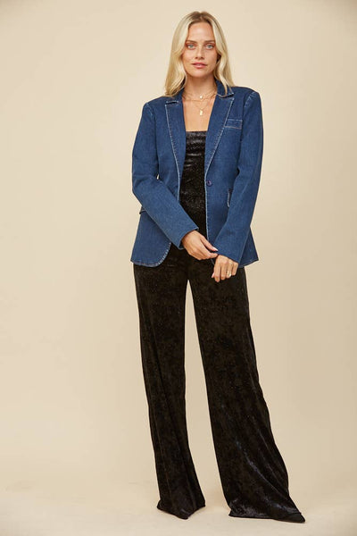 Structured Lined Denim Blazer