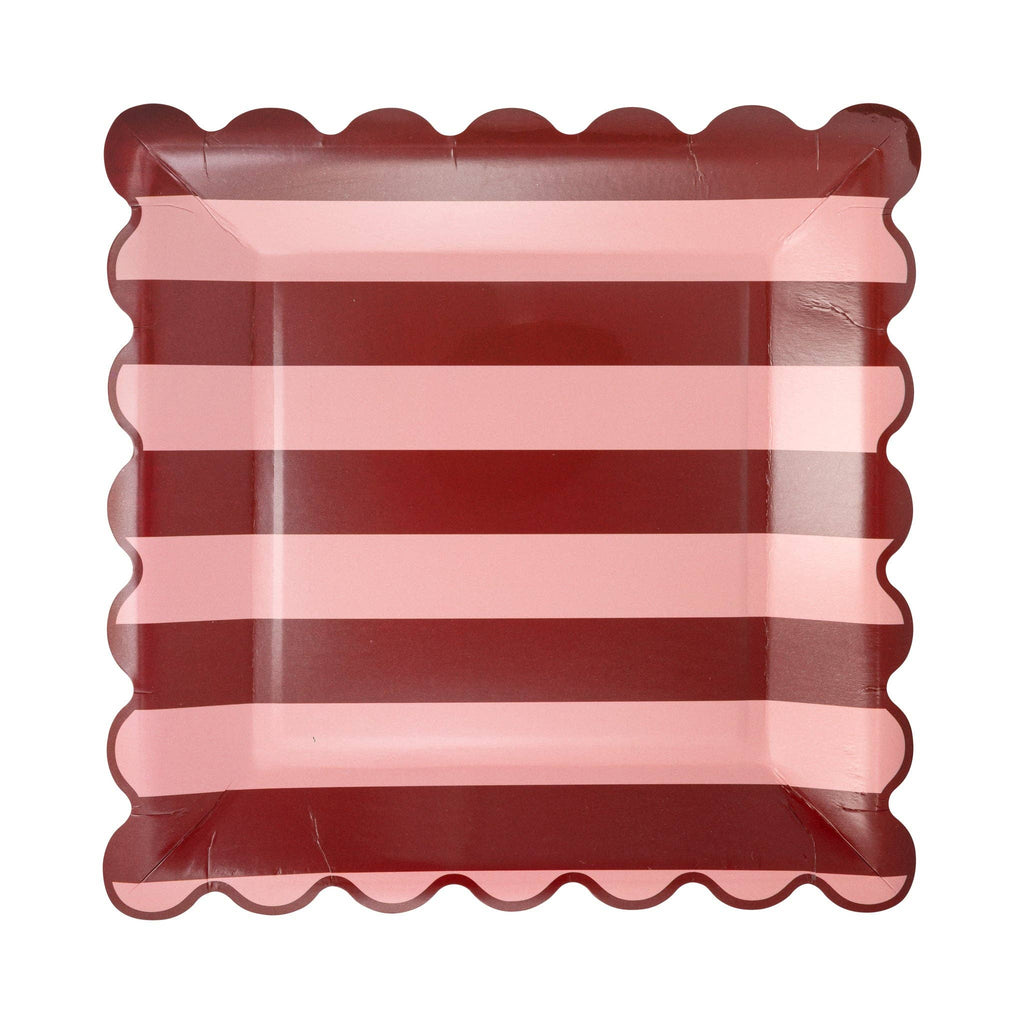 BEM1240 - Pink & Burgundy Striped Plate