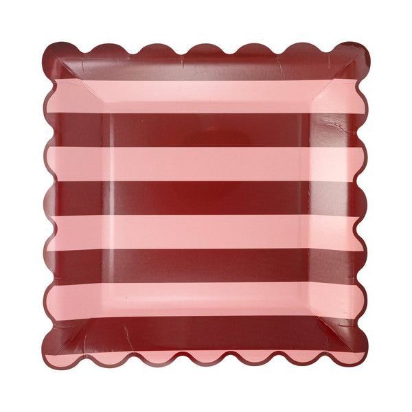 BEM1240 - Pink & Burgundy Striped Plate