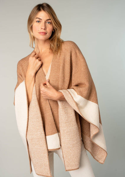 Relaxed Color Block Cape Cardigan Poncho