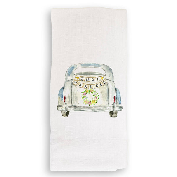 Just Married Car Tea Towel