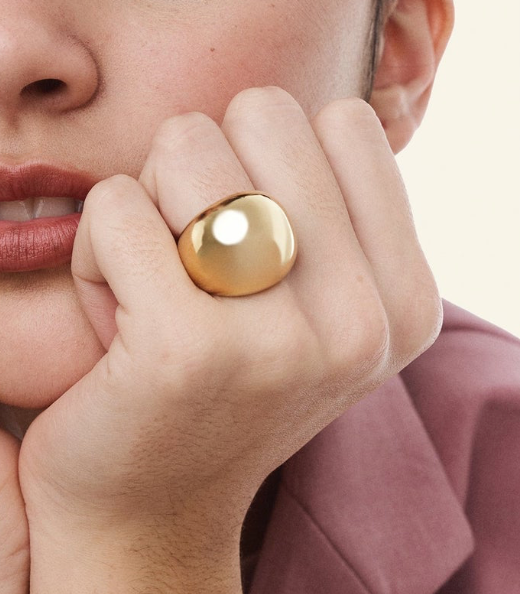 Max Dome Ring- Stainless Steel Waterproof 14K: Silver / 8