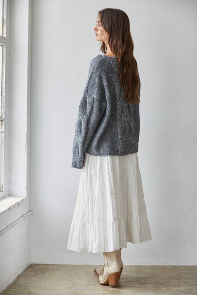 Sweater Knitted Polyester Acrylic Wool Pullover : Heather Grey