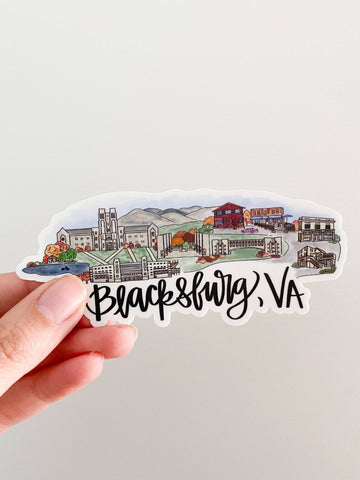 Blacksburg, Virginia Skyline Sticker - Large 5inx2in