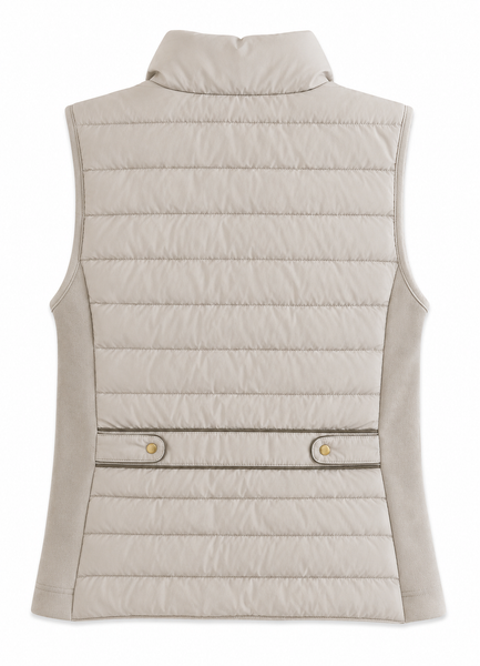 The Icon Perfect Fit Puffer Vest in Bone & Brown: XS