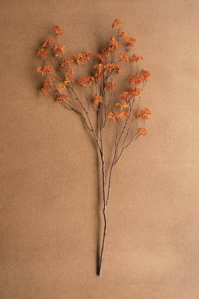 ARTIFICIAL RICE FLOWER STEM - RUST: Orange / Plastic/Wire / 40"t