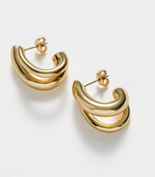 Flow- Double Hoop Earring- Steel Waterproof: Two Tone