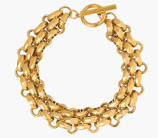 Estate Panther Chain Link  Bracelet 14K Gold